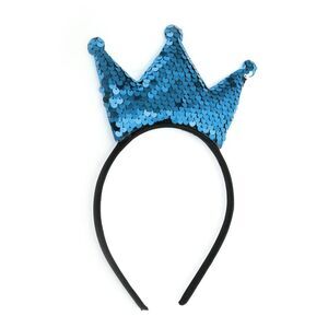 Crown Sequins Headband Blue